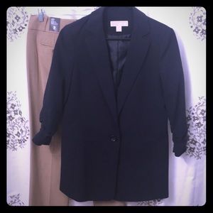Michael kors navy blazer ruched sleeve long line